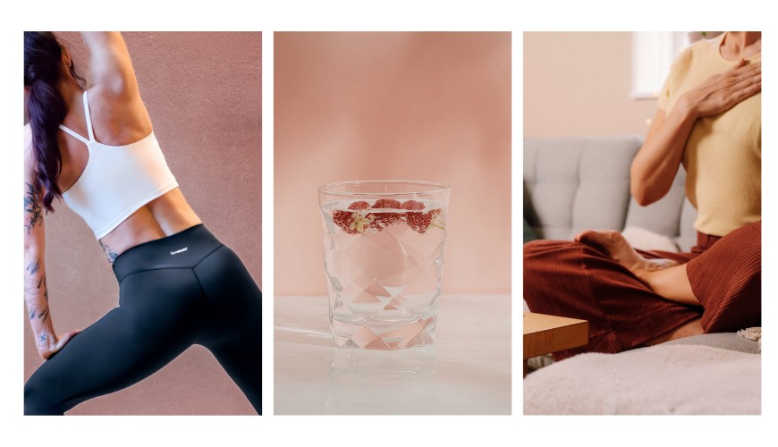Frau macht Yoga in einer MOTION leggings
