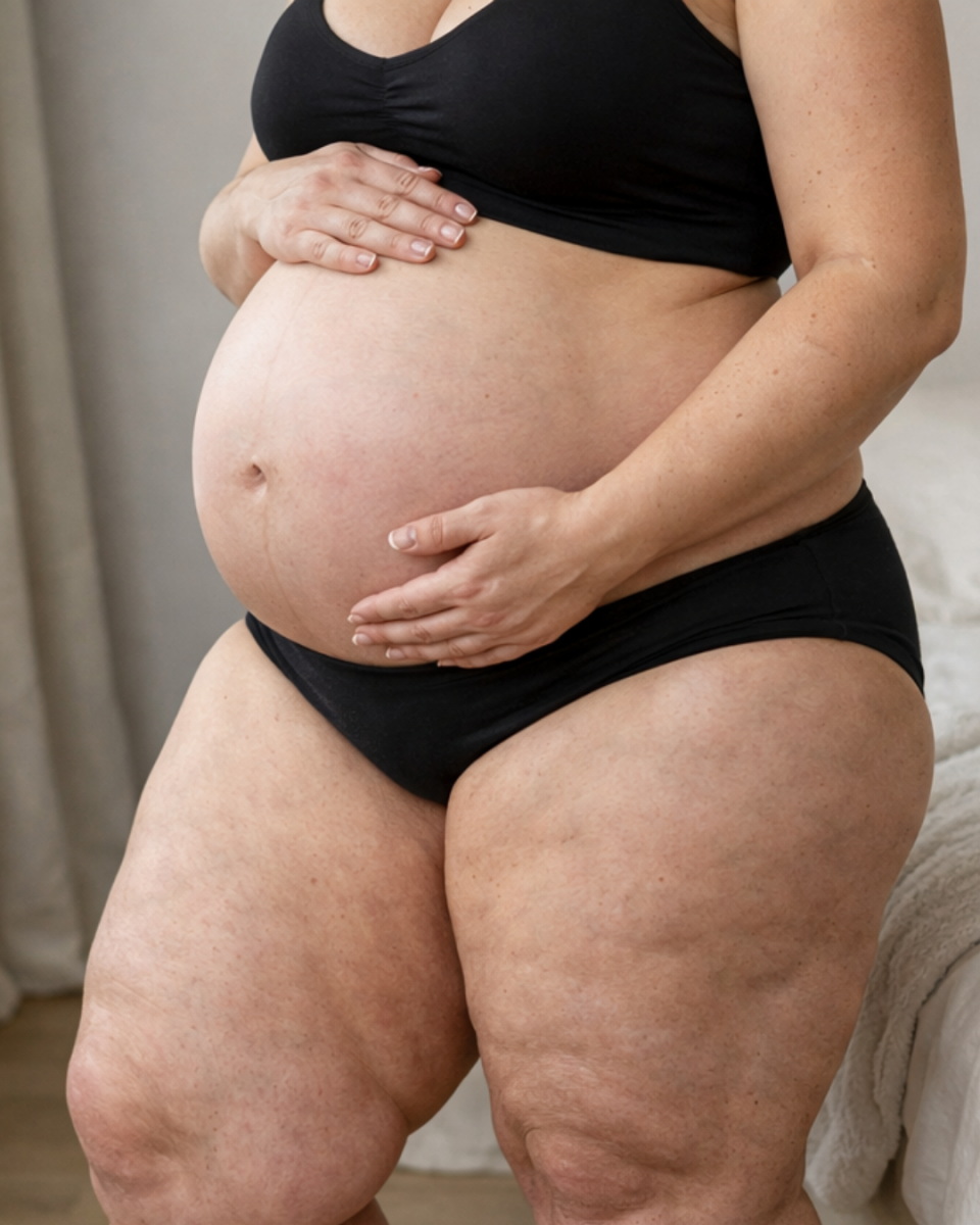 Schwangere Frau mit Lipödem